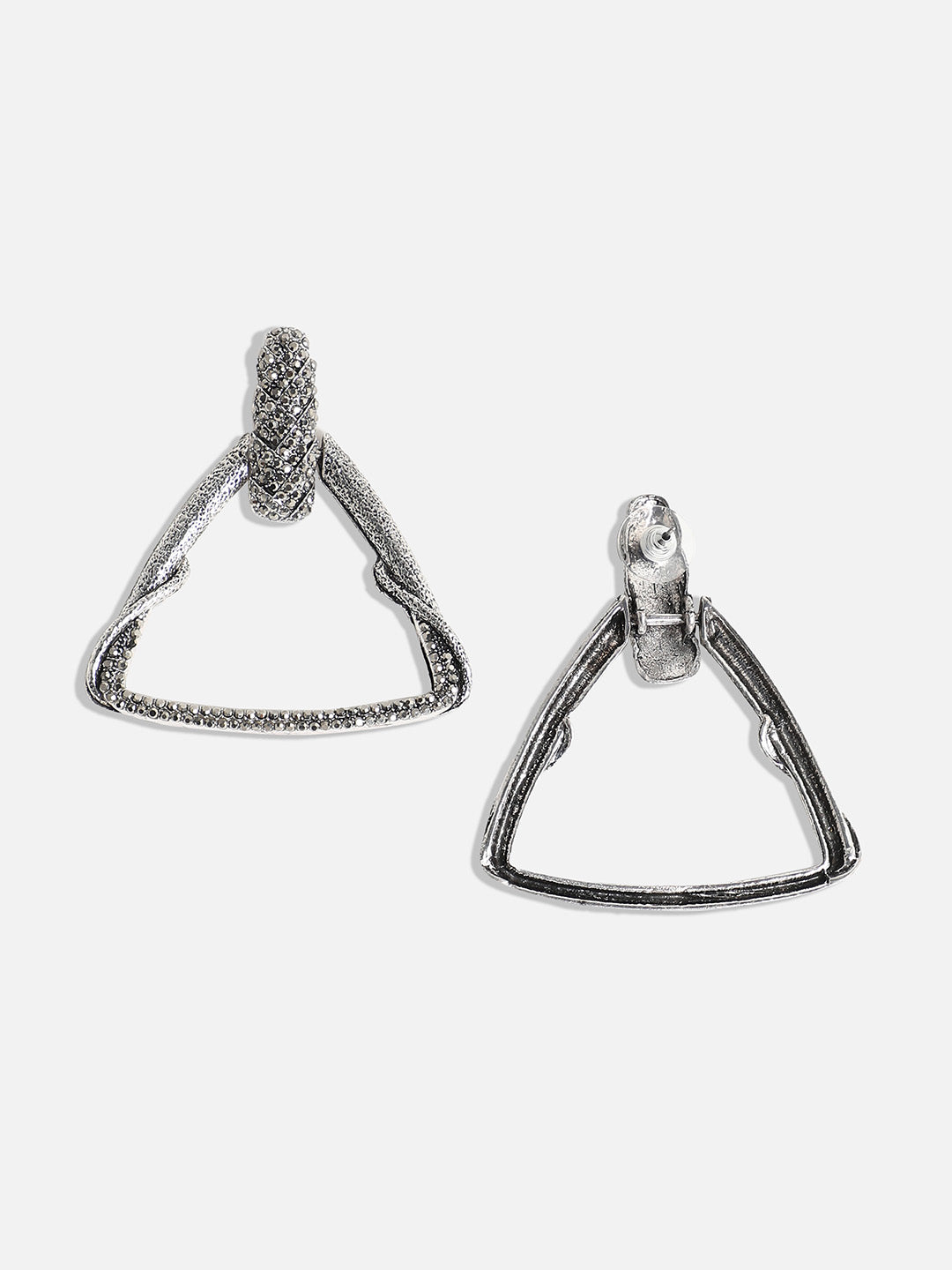 Women Crystal Triangle Vine Drop Earrings
