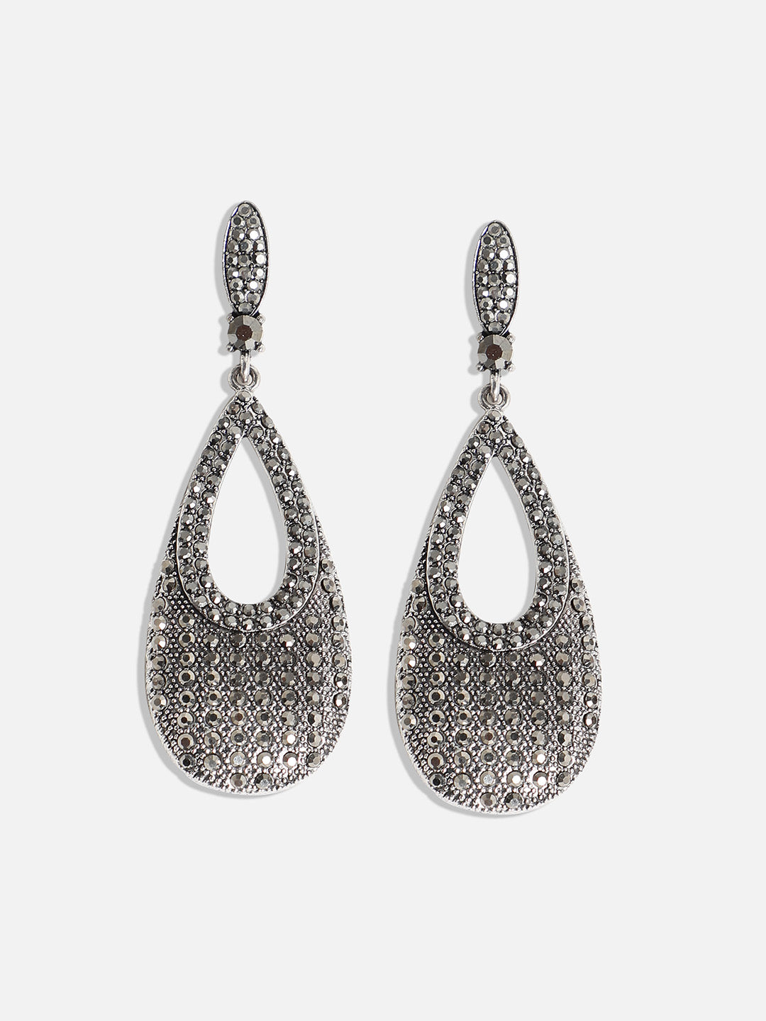 Women Metallic Teardrop Halo Drop Earringss