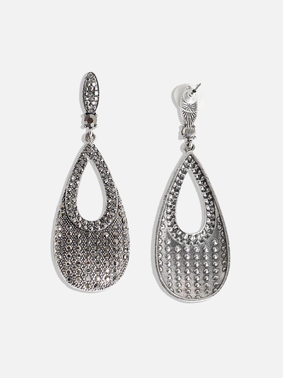 Women Metallic Teardrop Halo Drop Earringss