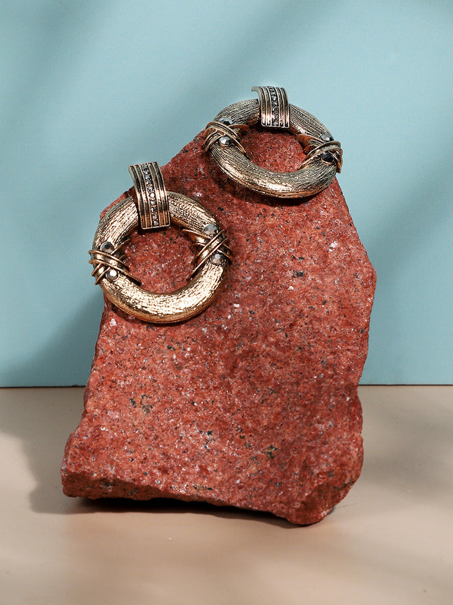 Women Textured Halo Drop Earrings