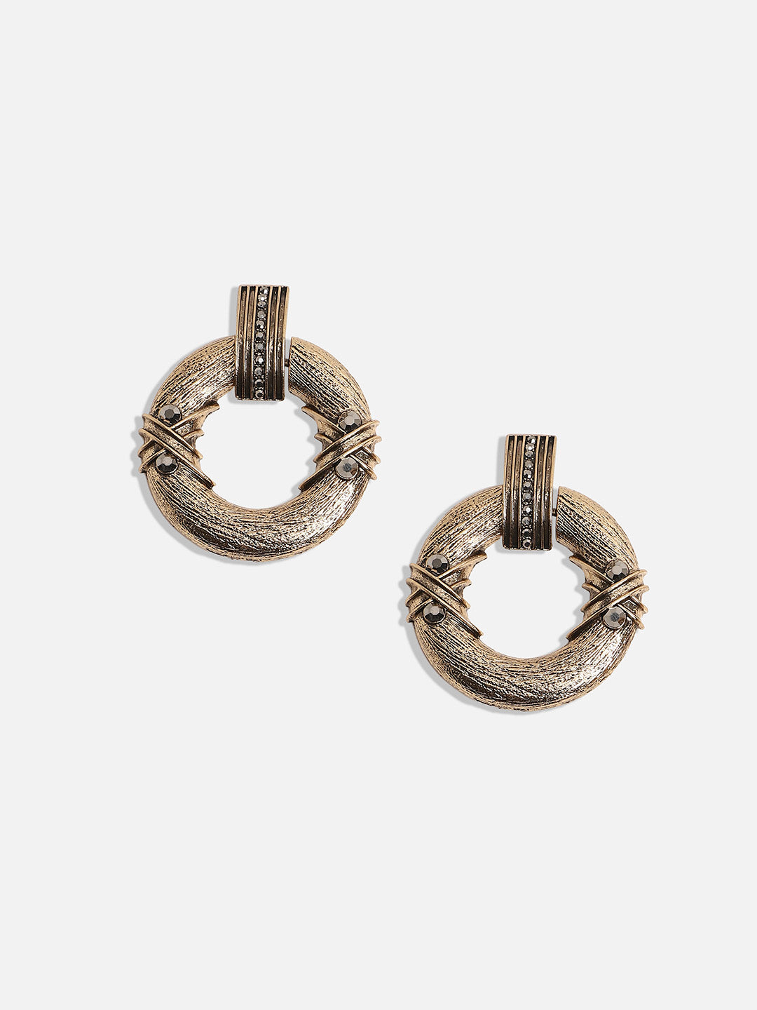 Women Textured Halo Drop Earrings