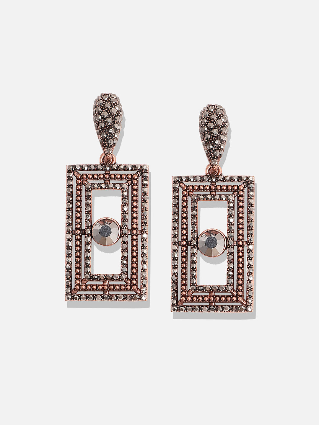 Women Square Crystal Eye Drop Earrings