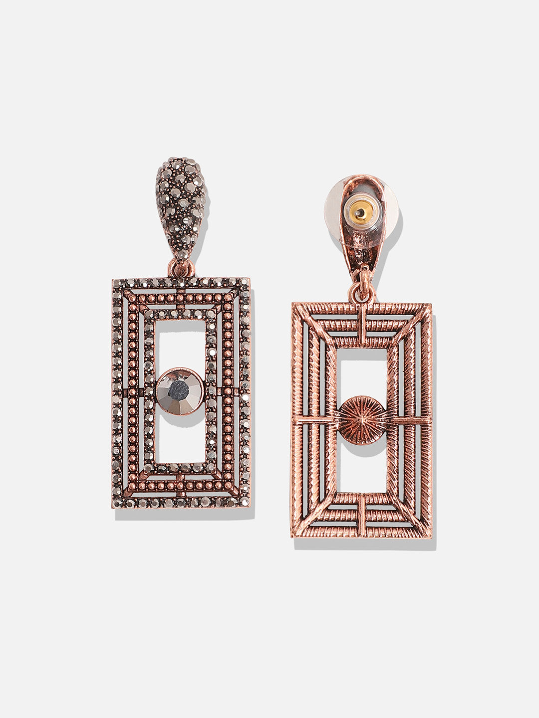 Women Square Crystal Eye Drop Earrings