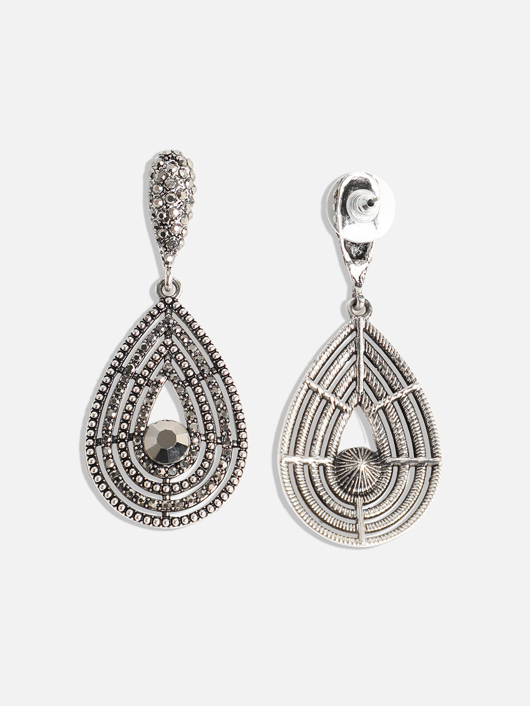 Women Crystal Lined Teardrop Drop Earrings
