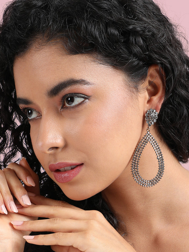 Women Maxi Intricate Antique Teardrop Drop Earrings