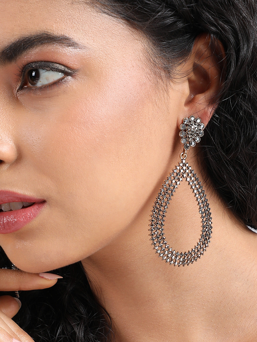 Women Maxi Intricate Antique Teardrop Drop Earrings
