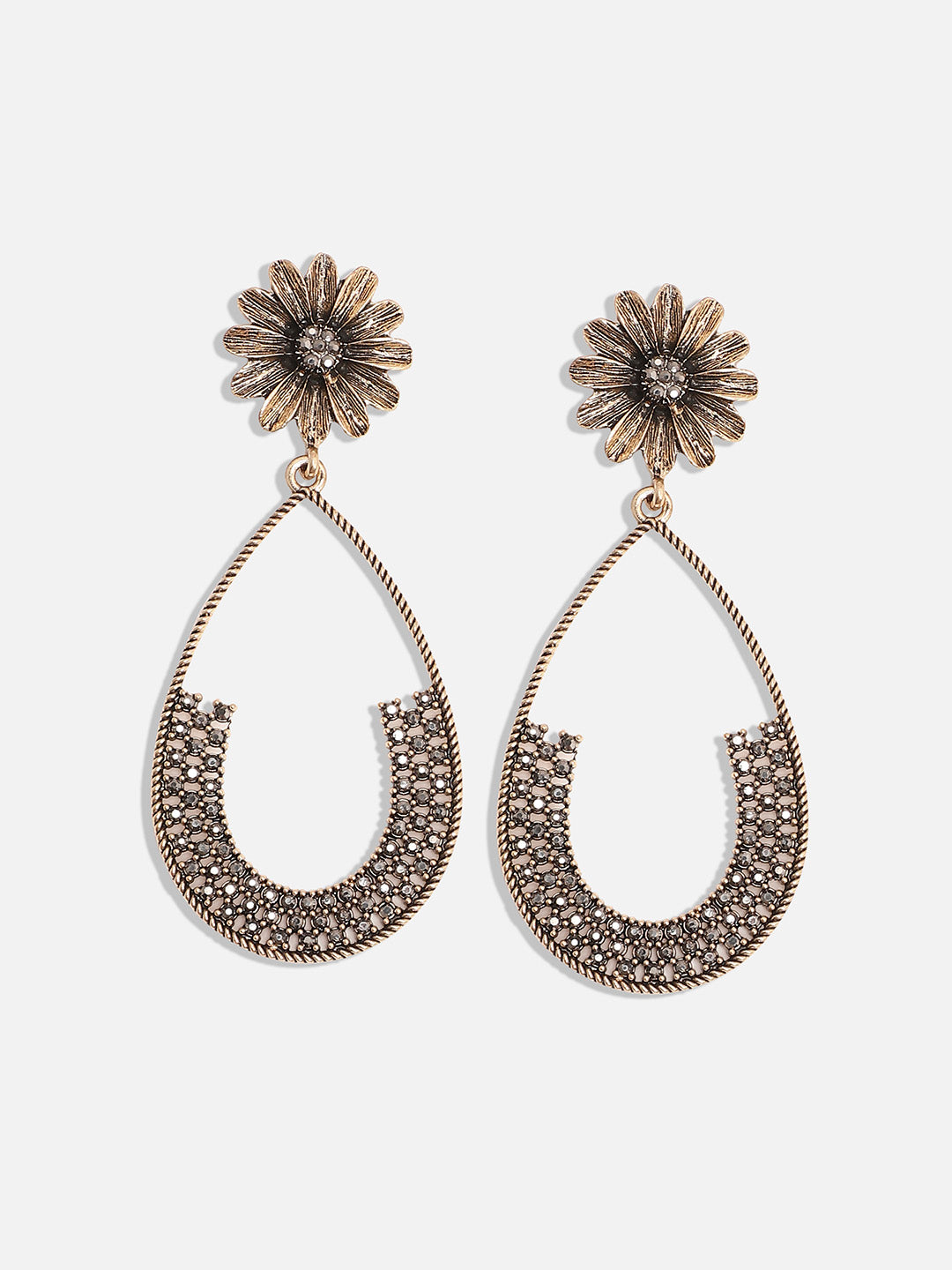 Women Crystal Teardrop Daisy Drop Earrings
