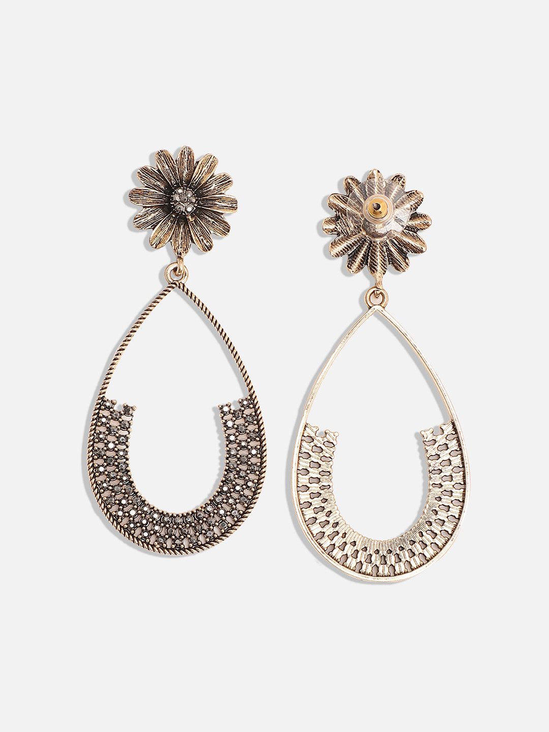 Women Crystal Teardrop Daisy Drop Earrings