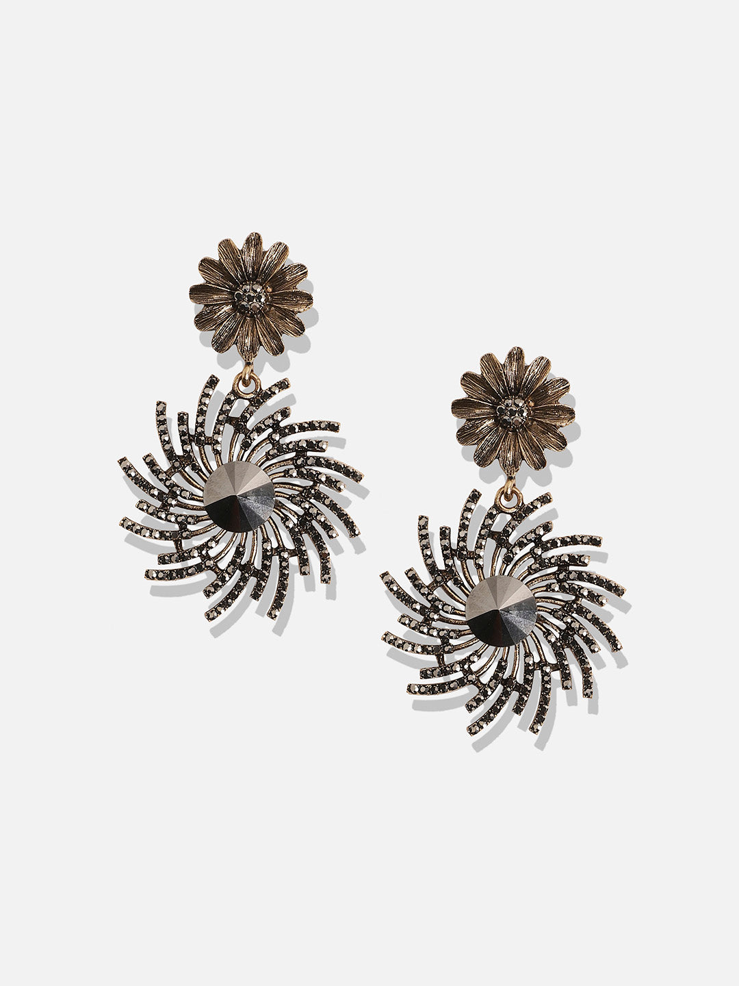Women Crystal Daisy Swirl Drop Earringss