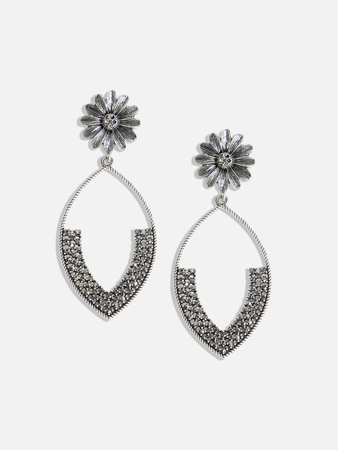 Women Crystal Eye Daisy Drop Earrings