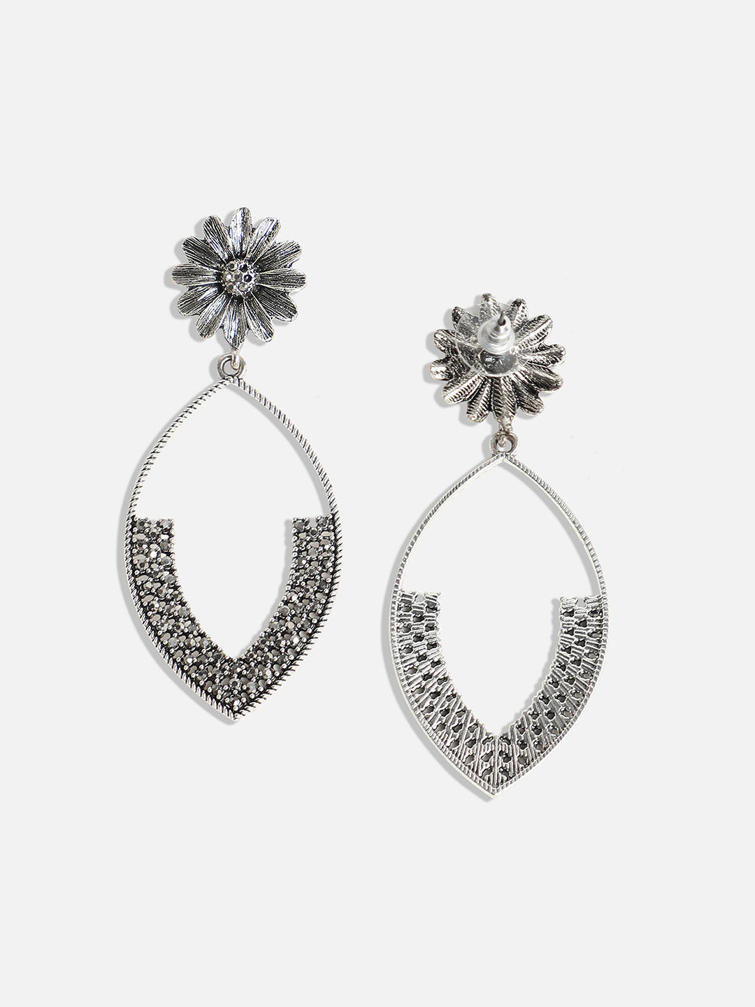 Women Crystal Eye Daisy Drop Earrings