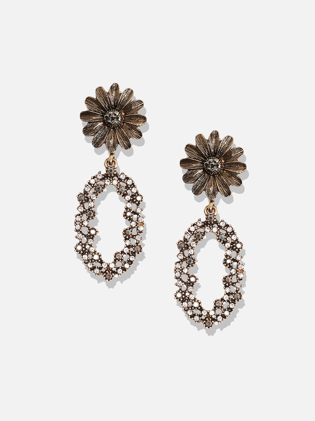 Women Daisy Intricate Oval Drop Earringss
