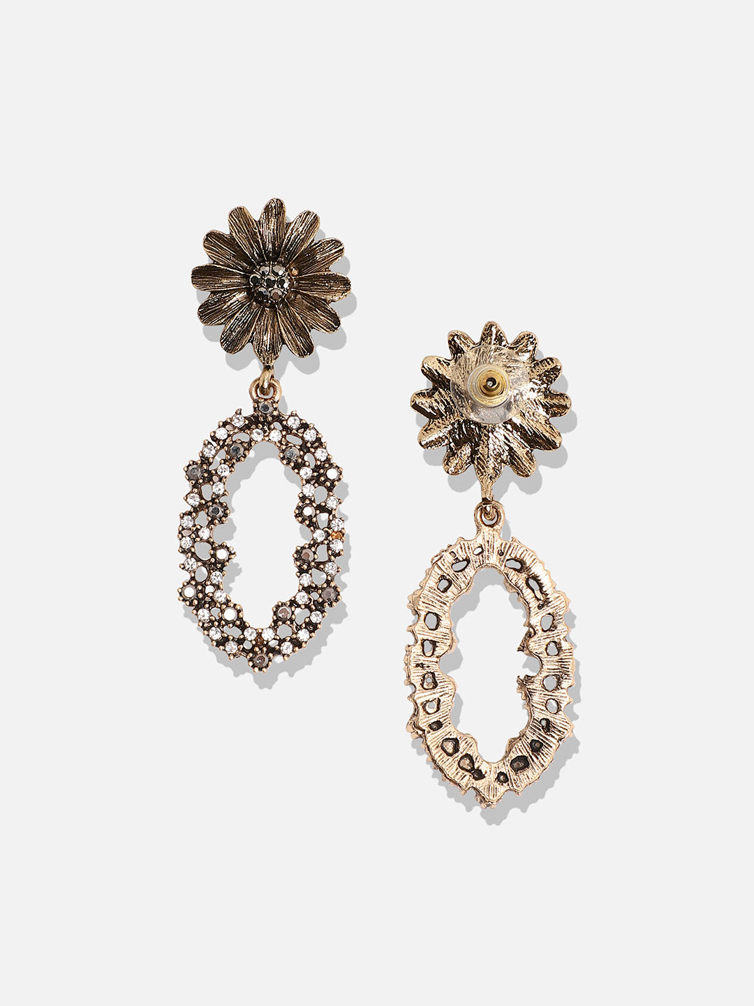 Women Daisy Intricate Oval Drop Earringss