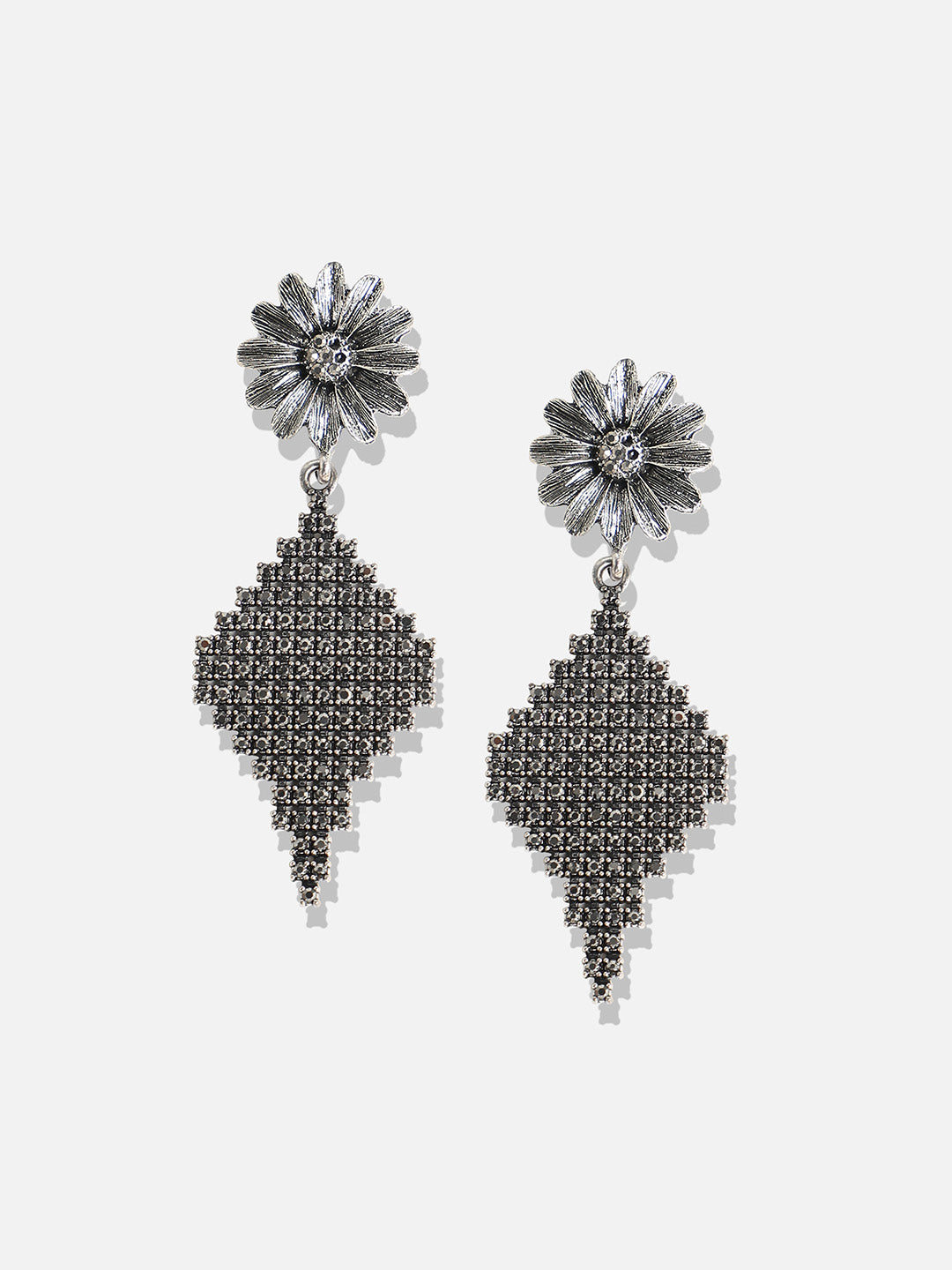 Women Intricate Curve Daisy Drop Earrings
