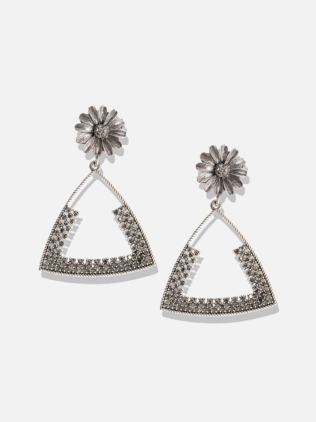 Women Crystal Triangle Daisy Drop Earrings