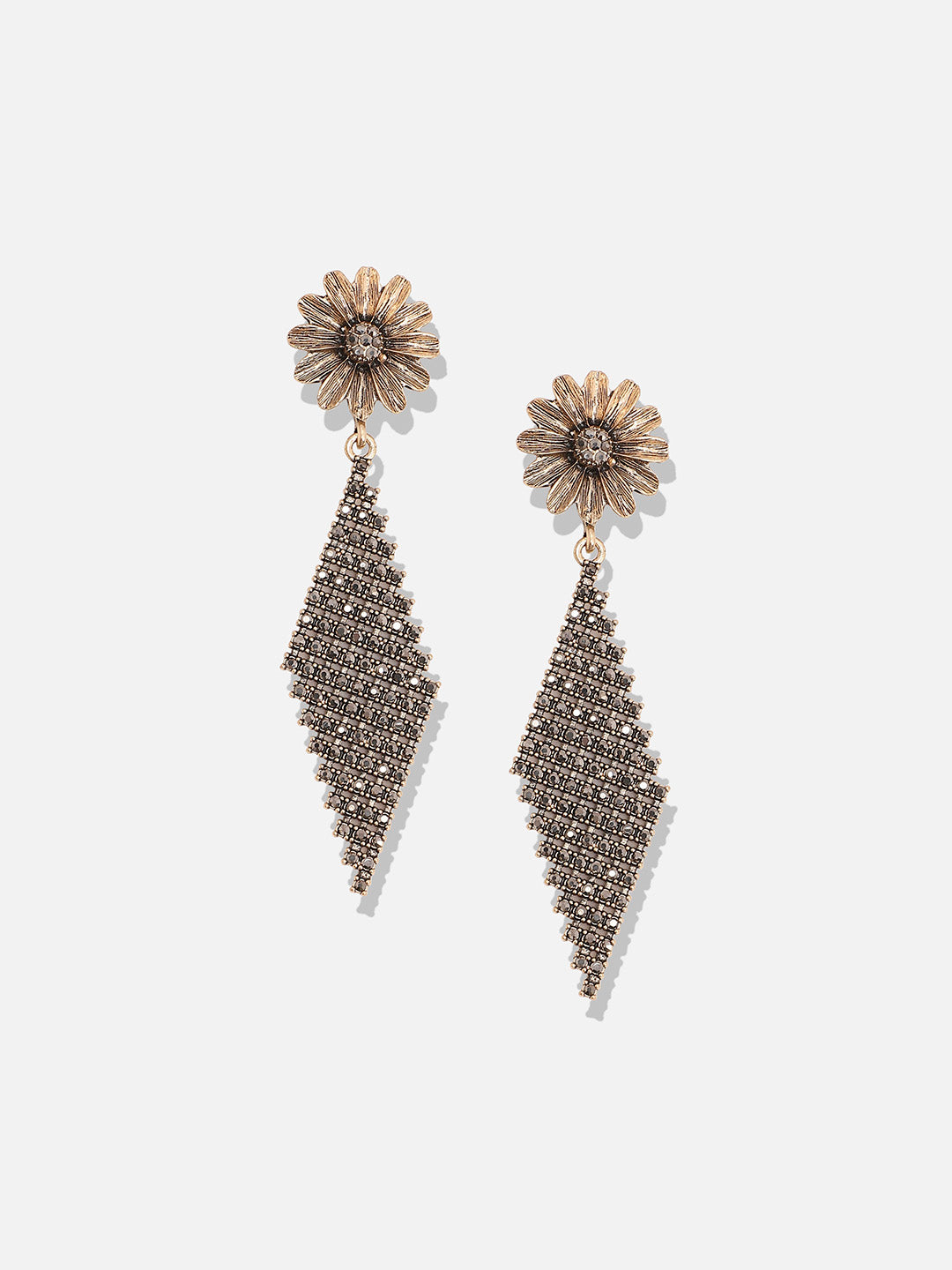 Women Intricate Rhombus Daisy Drop Earrings