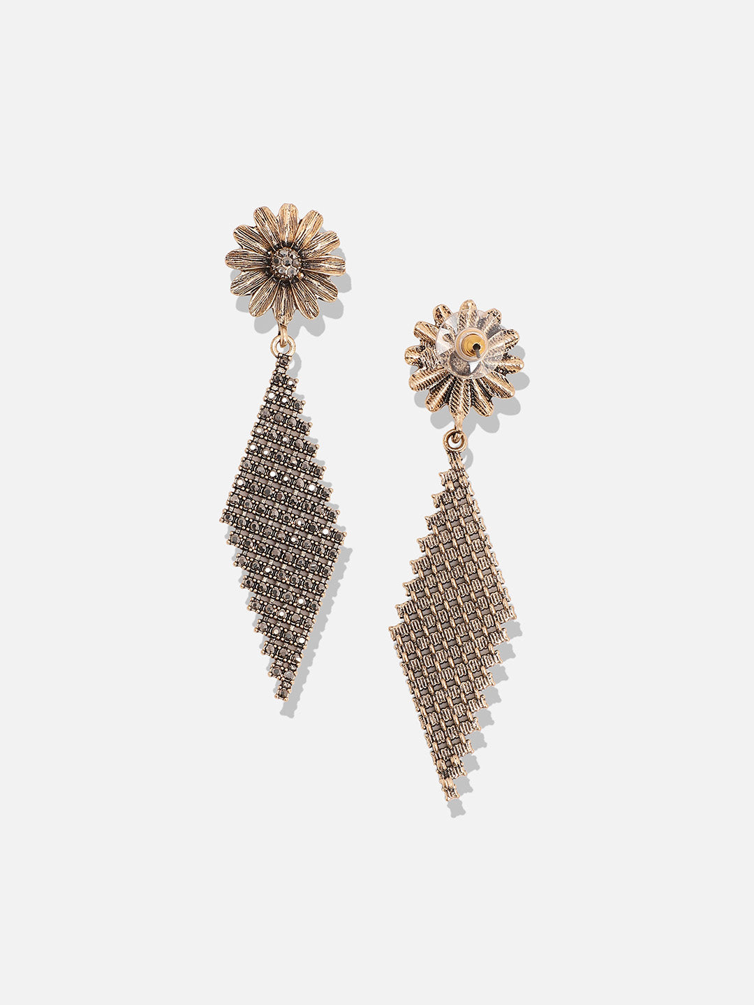 Women Intricate Rhombus Daisy Drop Earrings