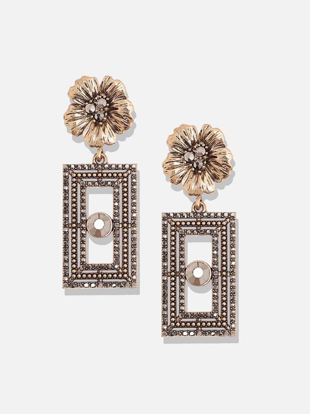 Women Square Eye Flora Drop Earrings