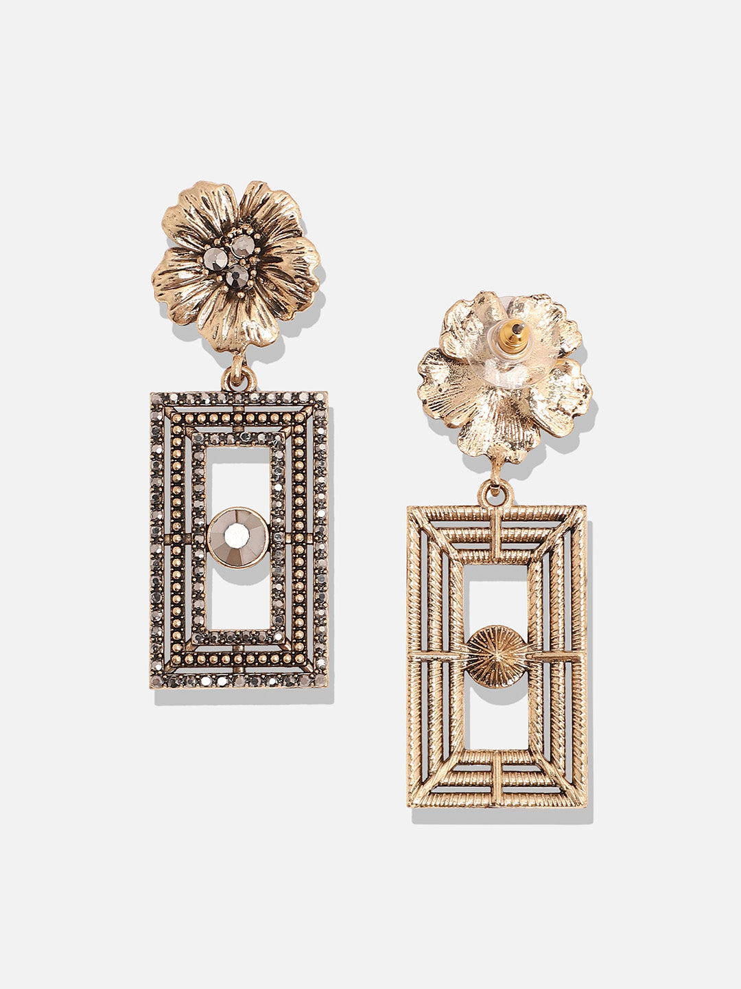 Women Square Eye Flora Drop Earrings