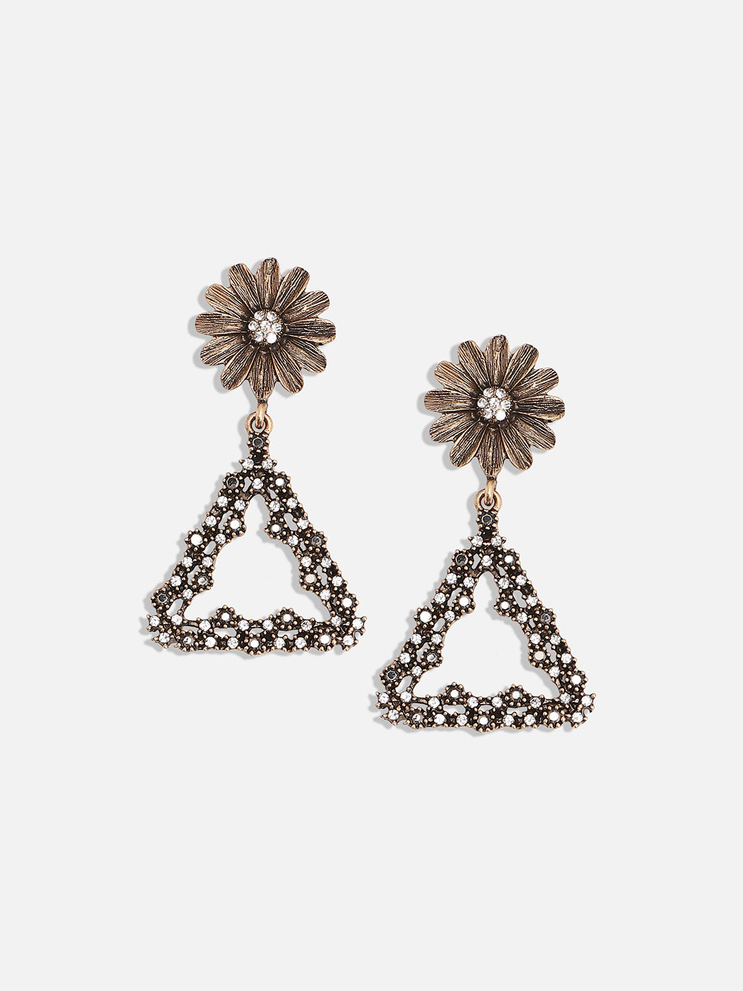 Women Intricate Daisy Triangle Drop Earringss