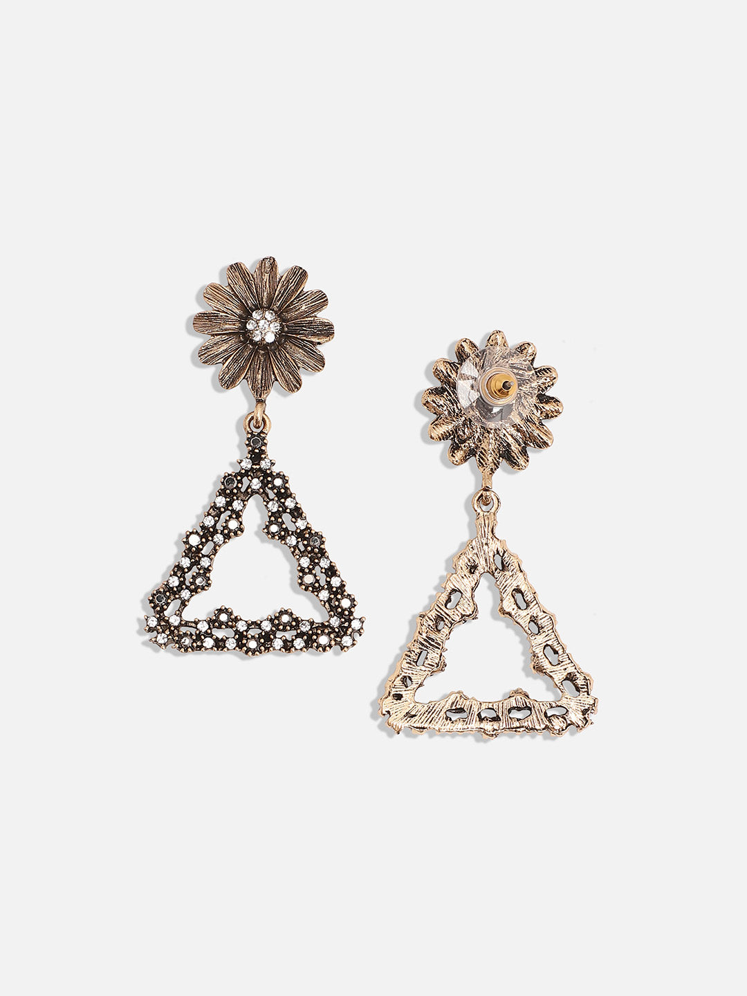 Women Intricate Daisy Triangle Drop Earringss