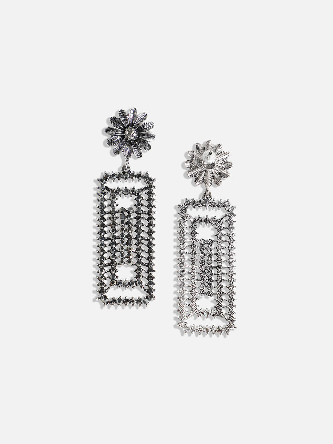 Women Daisy Cluster Geometric Drop Earringss
