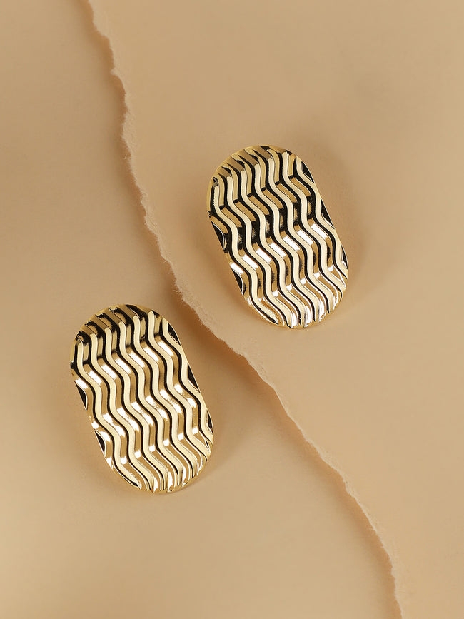 Women Zig-Zag Circular Stud Earrings
