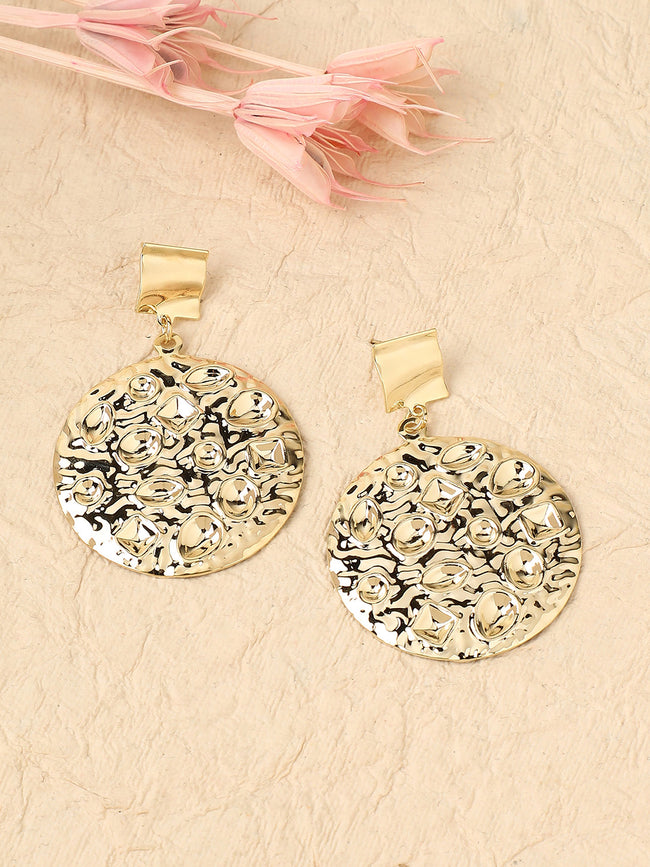 Women Dented Circular Drop Earrings