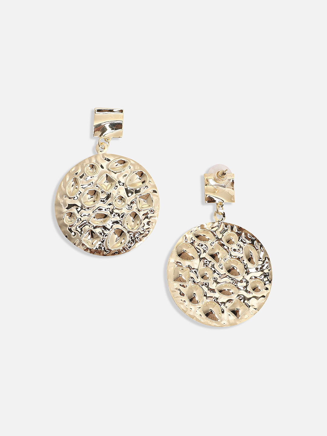 Women Dented Circular Drop Earrings