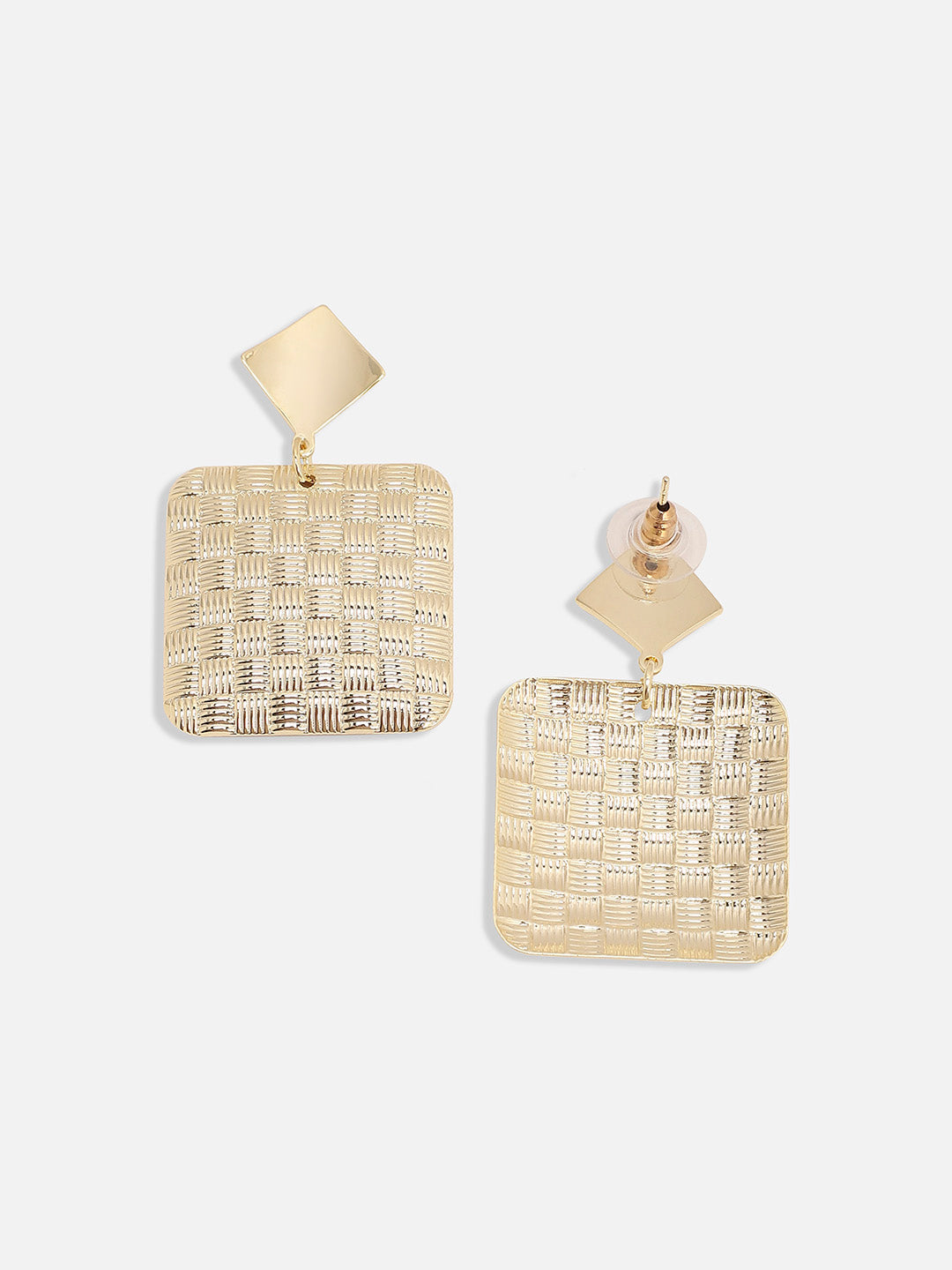 Women Dented Square Drop Earrings