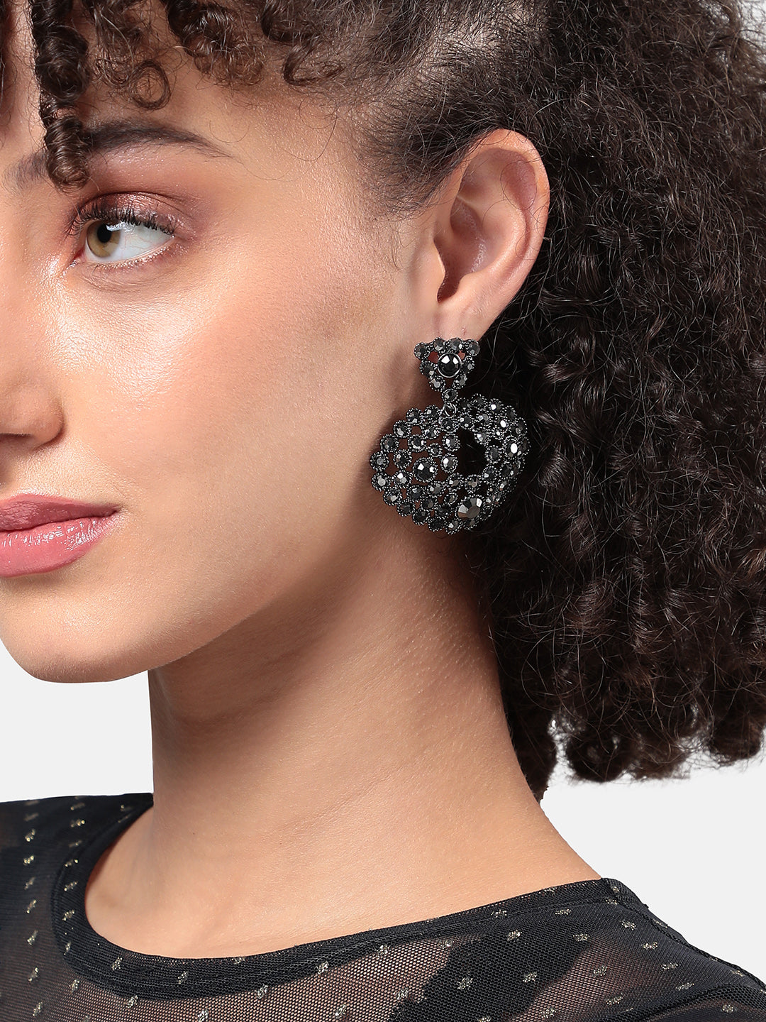 Women Embellished Cluster Drop Earringss