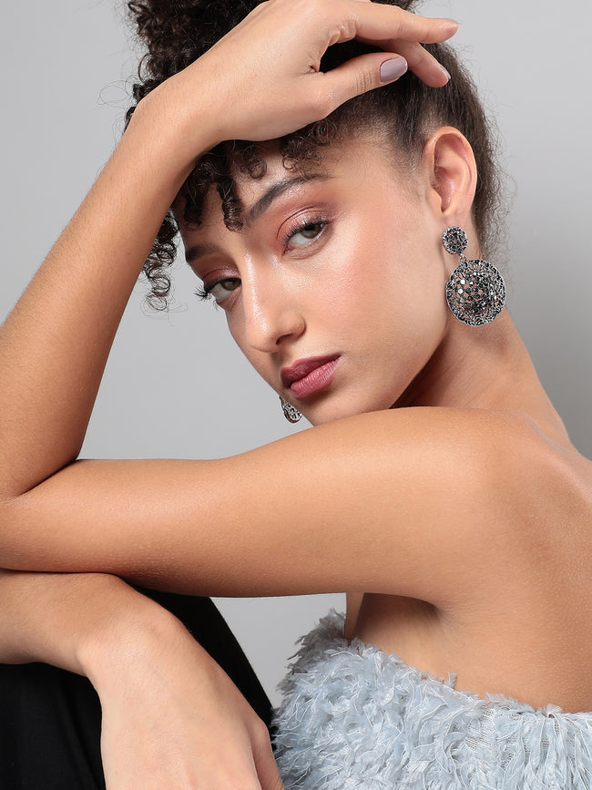 Women Intricate Circular Drop Earringss