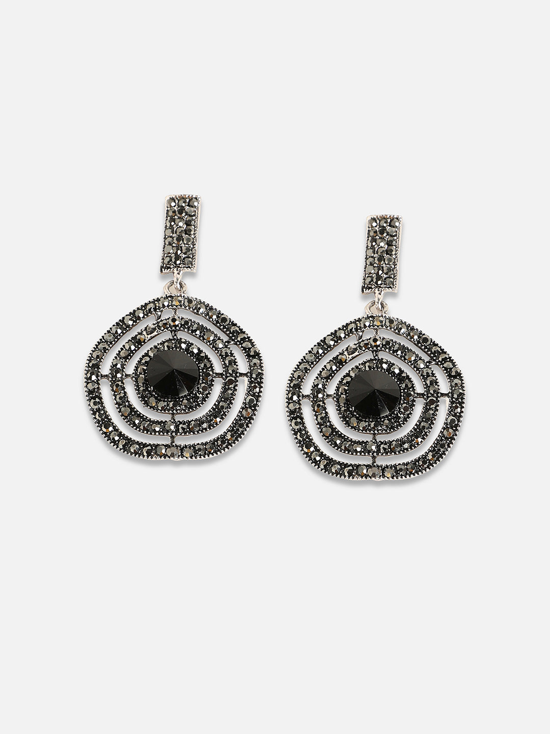 Women Embellished Lined Circular Drop Earringss