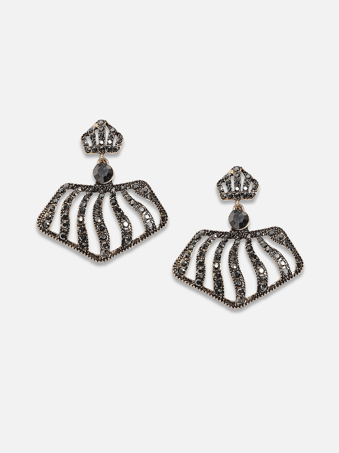 Women Embellished Pentagon Swirl Drop Earringss