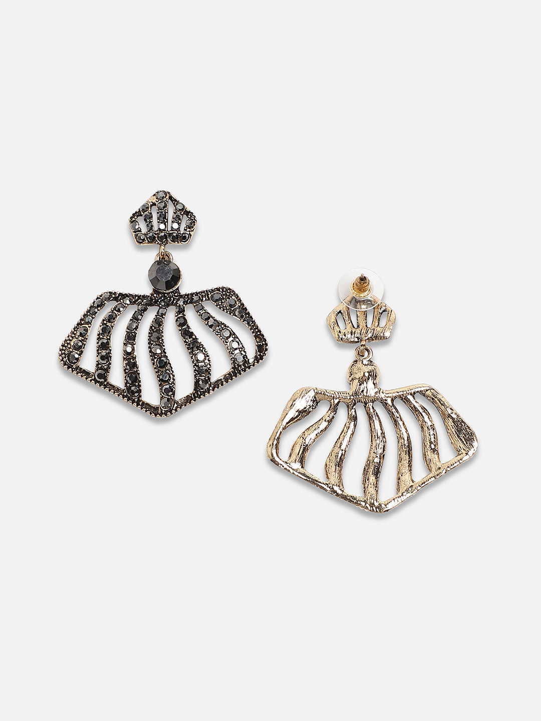Women Embellished Pentagon Swirl Drop Earringss
