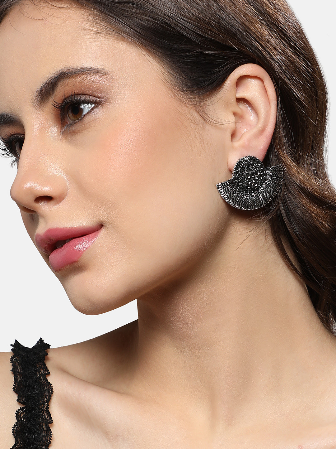 Women Embellished Semicircle Drop Earringss
