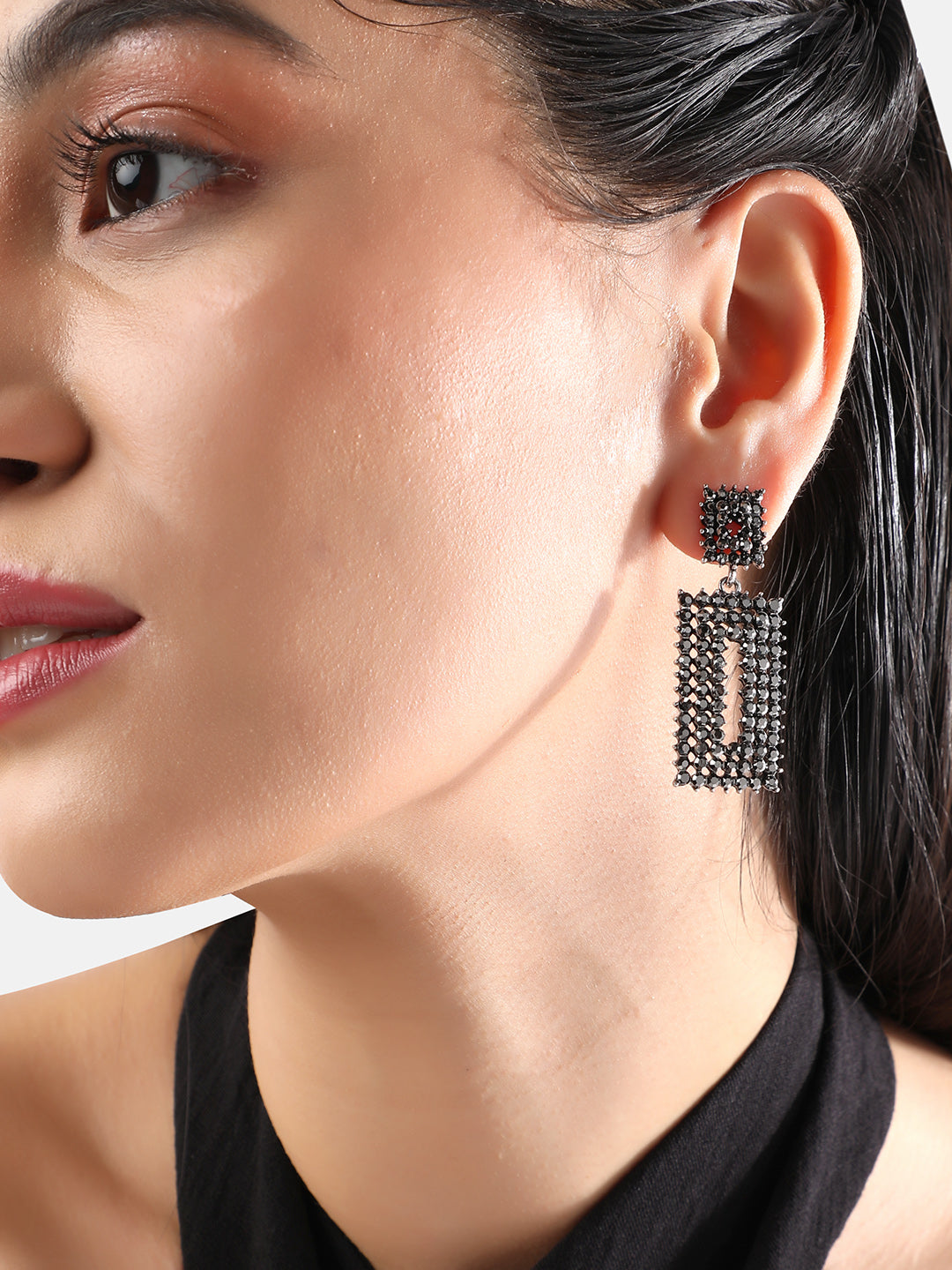 Women Geometric Lined Cluster Drop Earringss