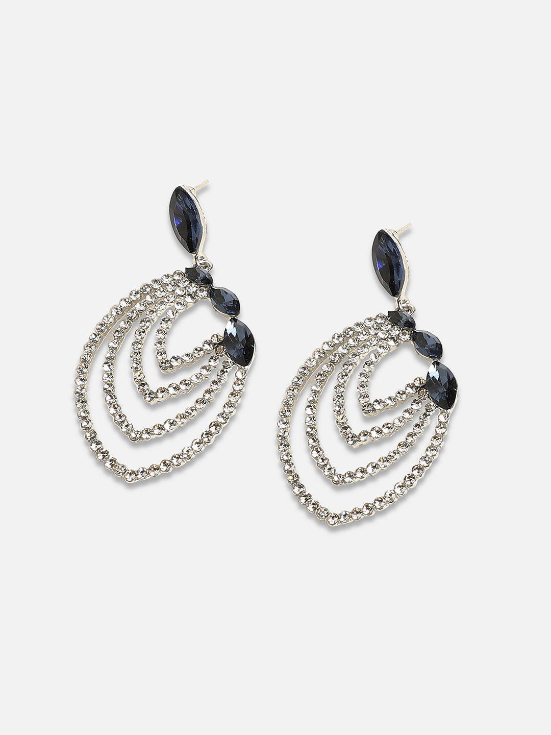 Women Contrast Embellished Lined Eye Drop Earringss