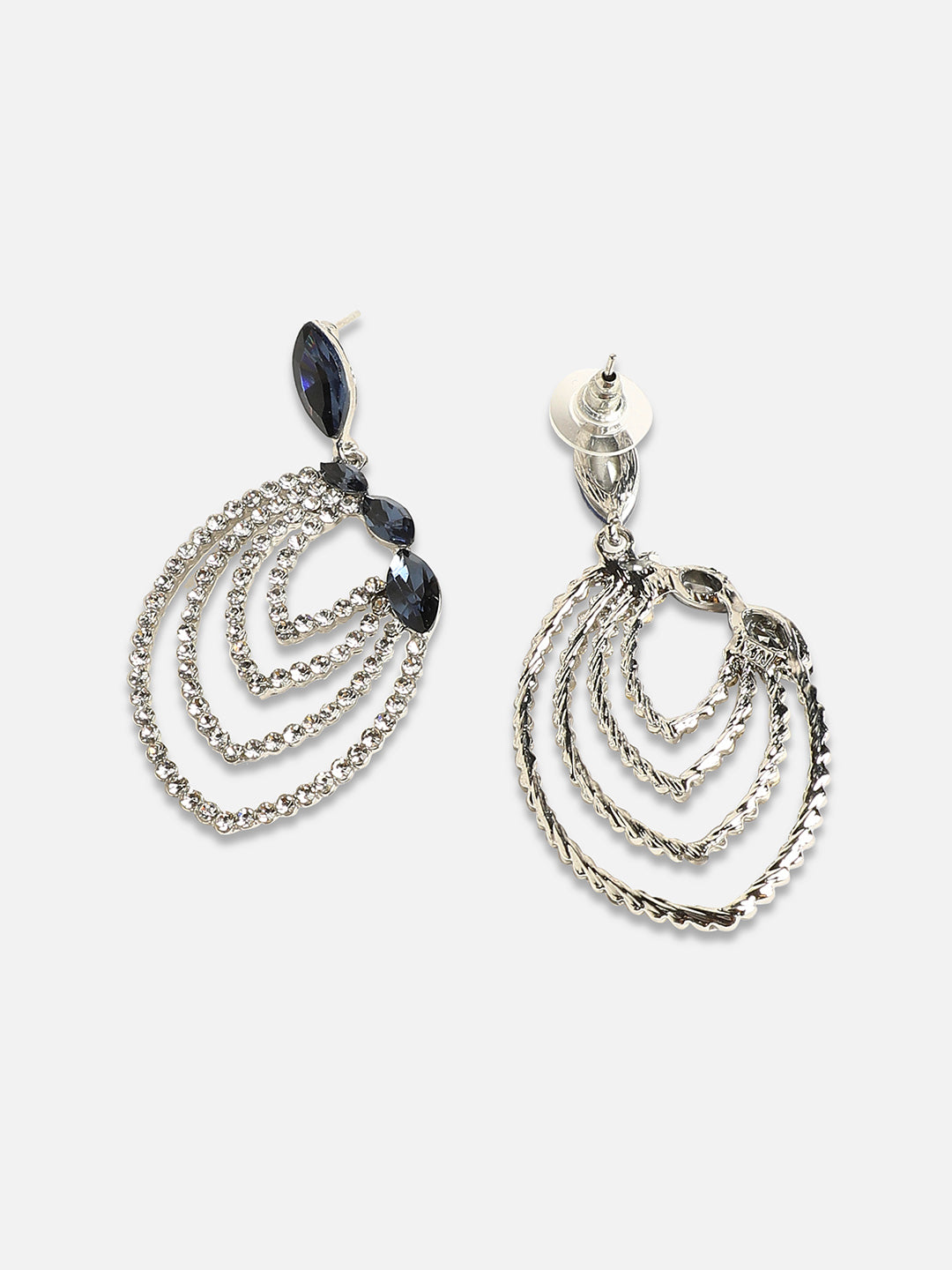 Women Contrast Embellished Lined Eye Drop Earringss
