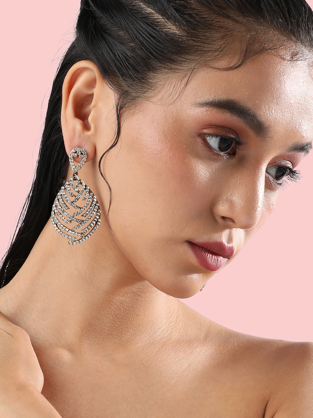 Women Embellished Overlay Teardrop Earringss