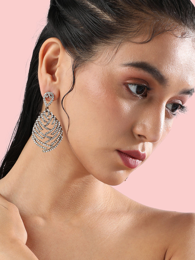 Women Embellished Overlay Teardrop Earringss