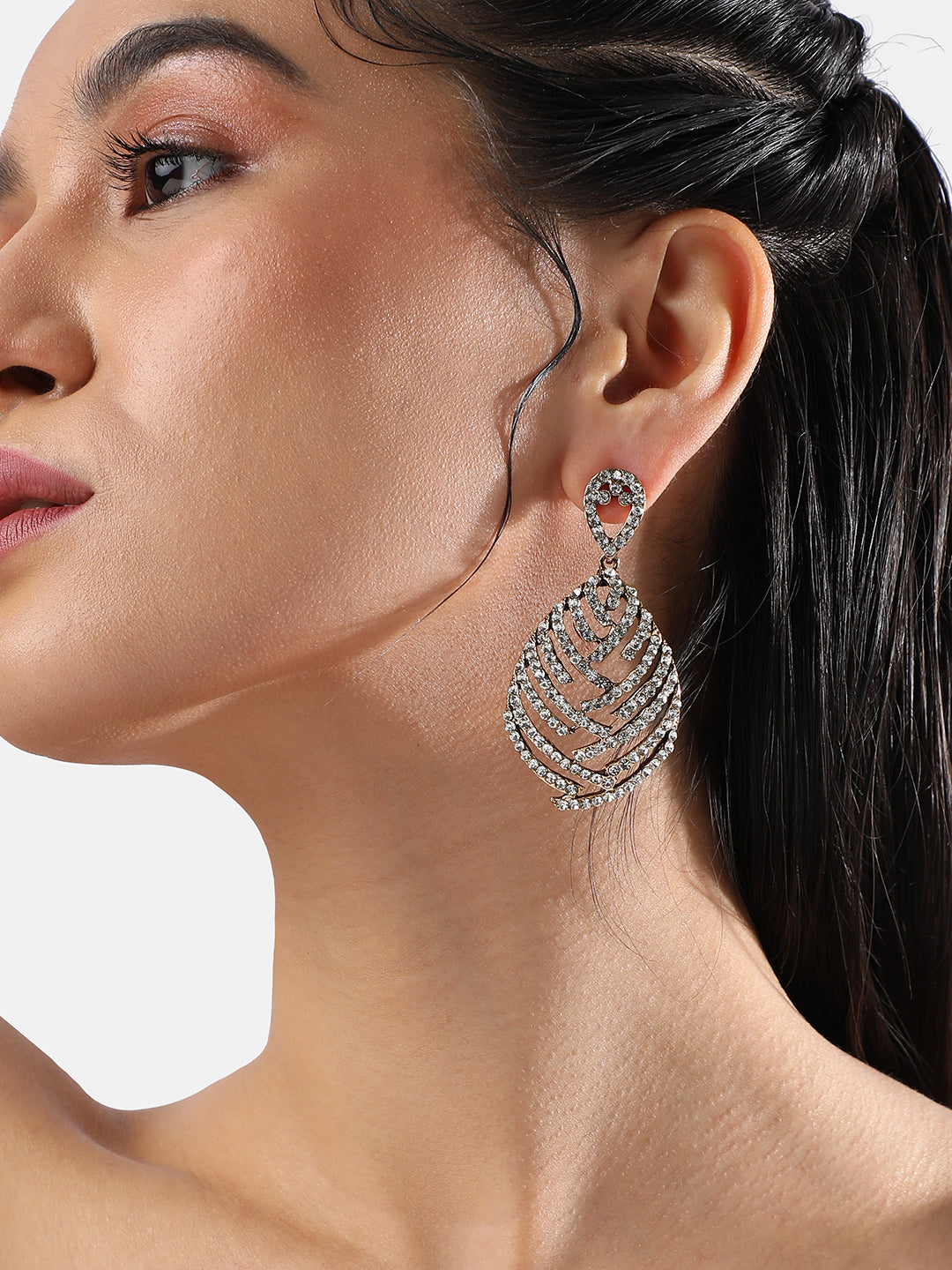 Women Embellished Overlay Teardrop Earringss