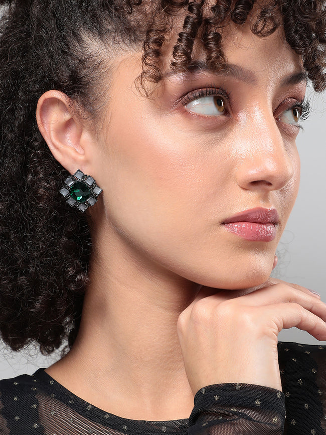 Women Emerald Soiree Stud Earringss