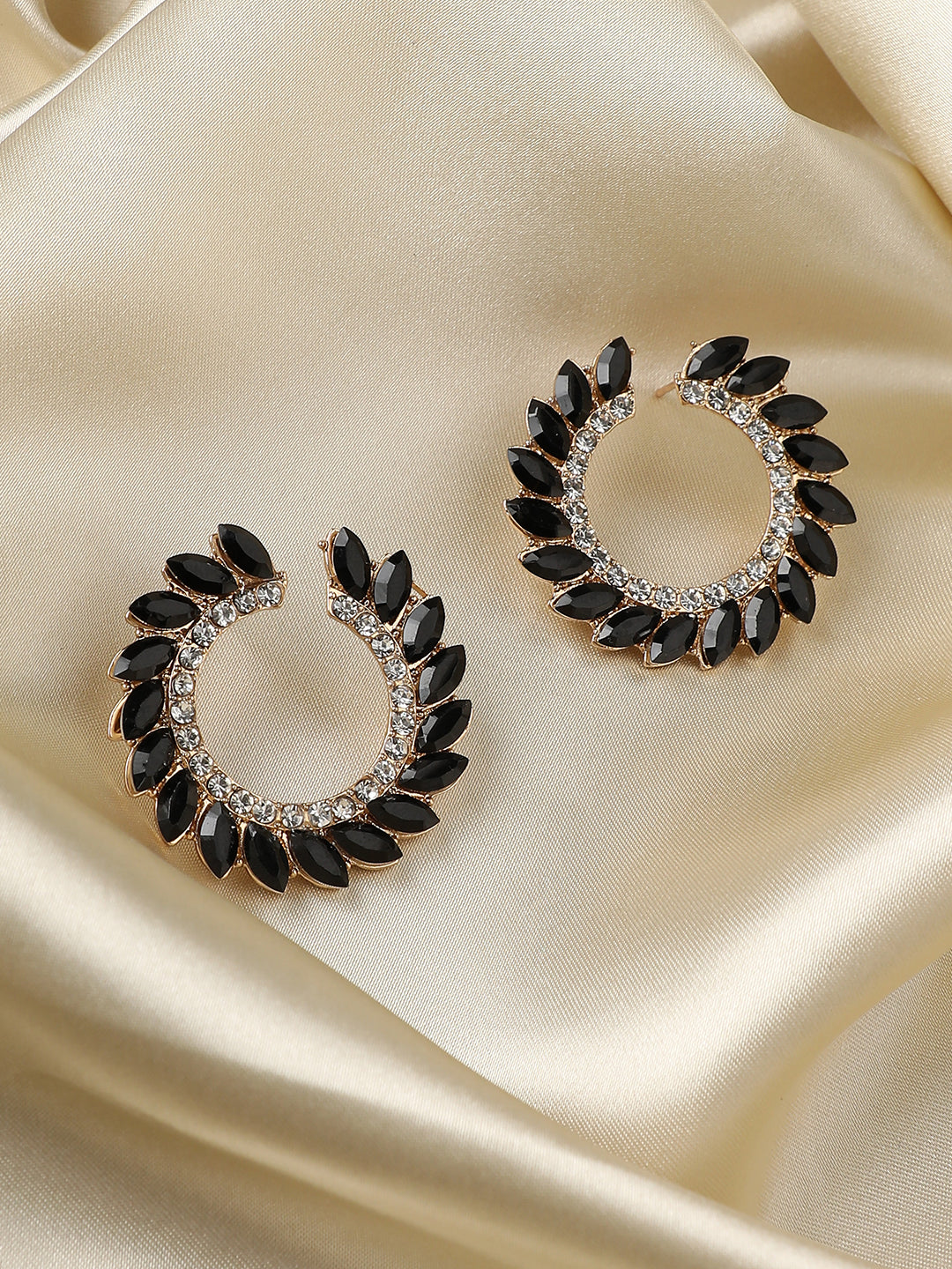 Women Cascading Crystals" Hoop Earrrings