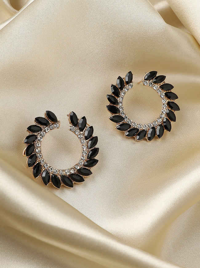 Women Cascading Crystals" Hoop Earrrings