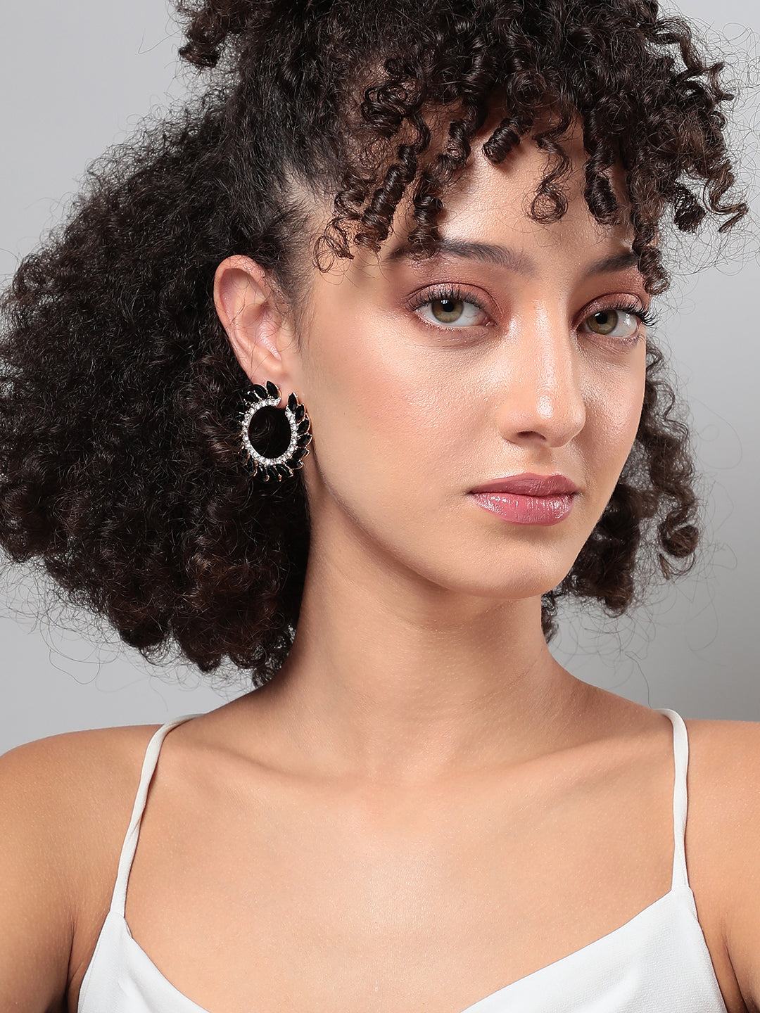 Women Cascading Crystals" Hoop Earrrings