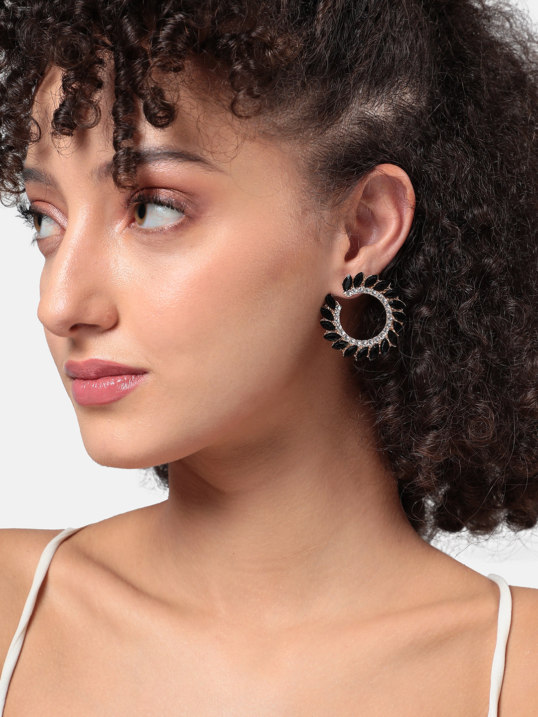 Women Cascading Crystals" Hoop Earrrings