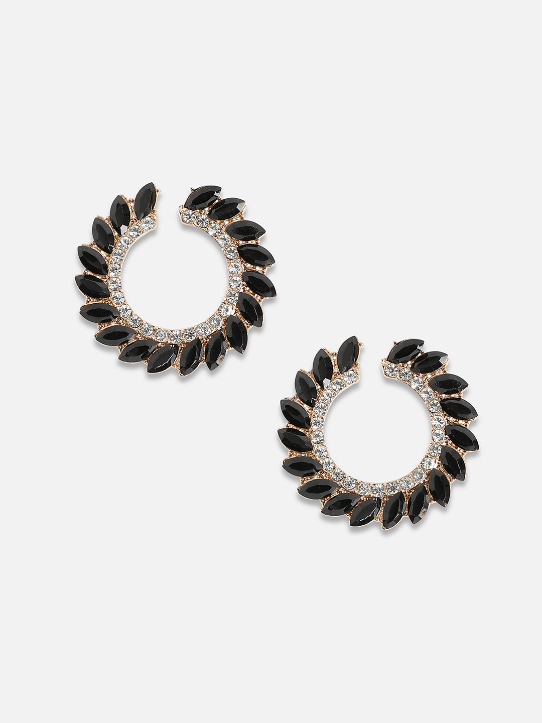 Women Cascading Crystals" Hoop Earrrings