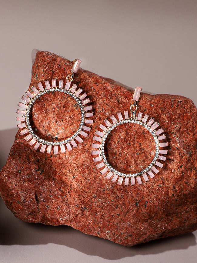 Women Circular Crystal Drop Earringss