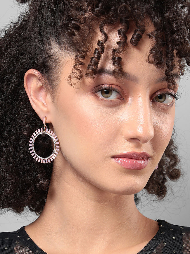 Women Circular Crystal Drop Earringss